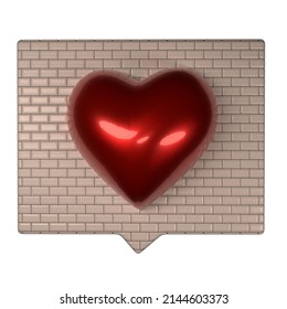 3D Notification Board With Texture And Red Heart