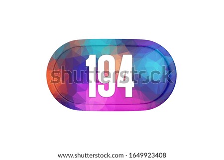 3D Number 194 with colorful pattern isolated on white background, 3d illustration.