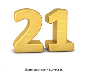 3d Number 21 Gold