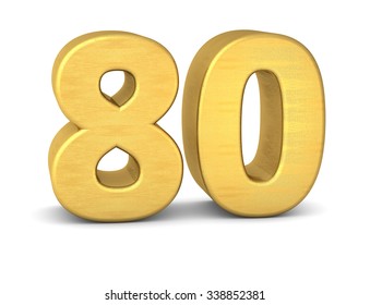 3d Number 80 Gold