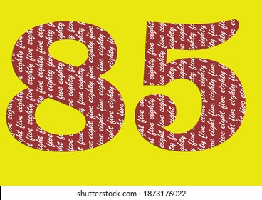 3d number eighty five 85 design for decoration with bright color