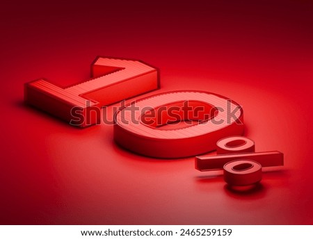 3d number 3d render red numbers 10 percent sales discount image business red background