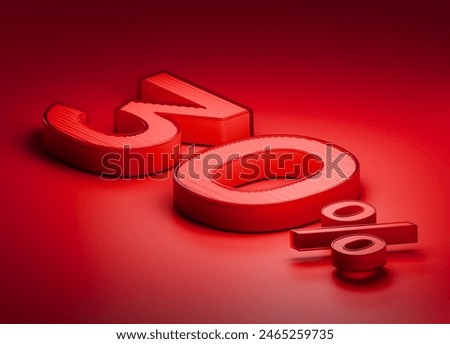 3d number 3d render red numbers 30 percent sales discount image business red background