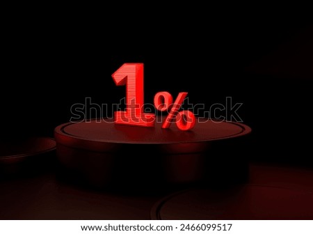 3d number 3d render red numbers 1 percent sales discount image business dark scene