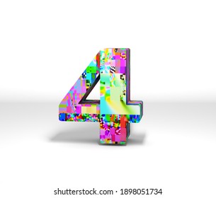 3D numbers with a glitch pattern on white background