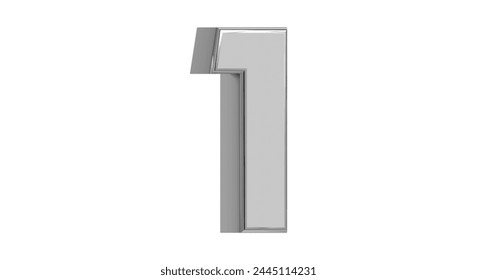 3d Numeric style Font on White Background Isolated in Silver Metallic color numbers Bright metallic 3D, realistic vector illustration