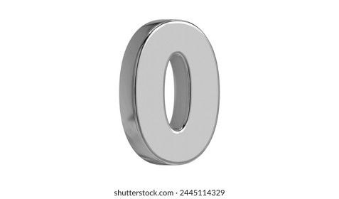 3d Numeric style Font on White Background Isolated in Silver Metallic color numbers Bright metallic 3D, realistic vector illustration
