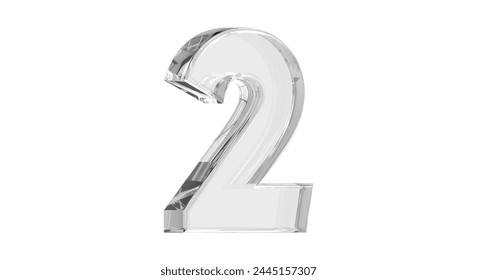 3d Numeric style Font on White Background Isolated in Clear Glass color numbers Bright metallic 3D, realistic vector illustration