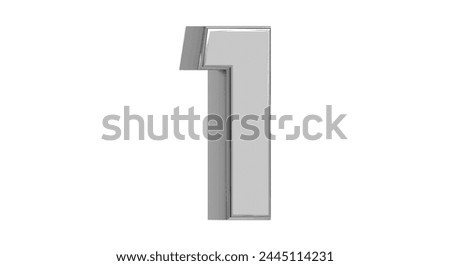 3d Numeric style Font on White Background Isolated in Silver Metallic color numbers Bright metallic 3D, realistic vector illustration