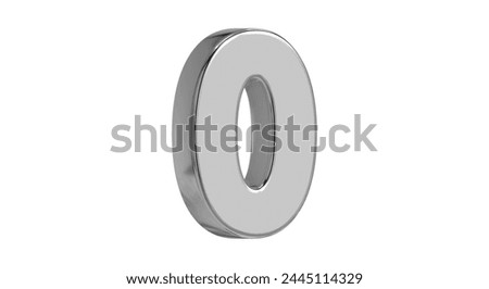3d Numeric style Font on White Background Isolated in Silver Metallic color numbers Bright metallic 3D, realistic vector illustration