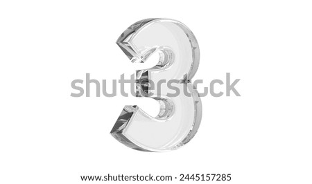 3d Numeric style Font on White Background Isolated in Clear Glass color numbers Bright metallic 3D, realistic vector illustration