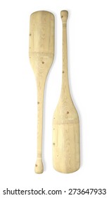 3D. Oar, Wood, Isolated.