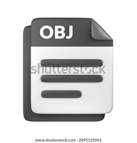 3D OBJ File Icon, rendering on white background