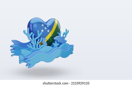 3d ocean day Solomon Islands love flag rendering left view - Powered by Shutterstock