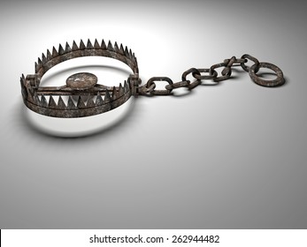 3d Old Bear Trap On White