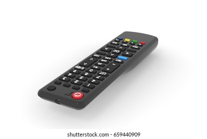 3d Old Remote Tv On White Background