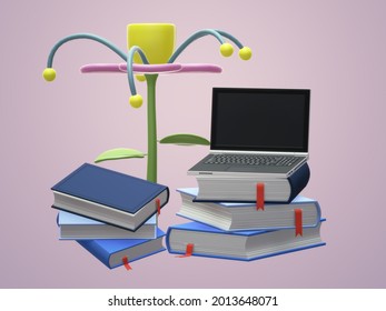 3D Online education on laptop concept, E-learning at home  - Shutterstock ID 2013648071