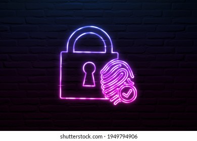 3d online security features icon neon style