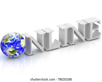 3d online text with globe.