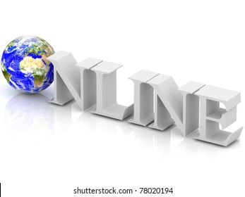 3d online text with globe.