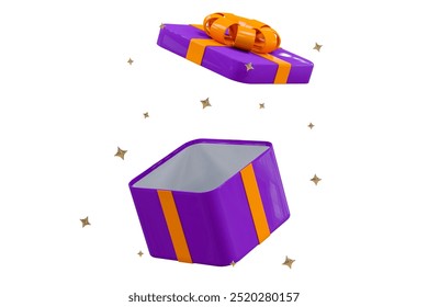 3D open gift boxes with ribbon and star. Anniversary, gift or entertainment design element. Celebration creative concept design for holiday banner, web poster, stylish flyer, greeting card
 - Powered by Shutterstock