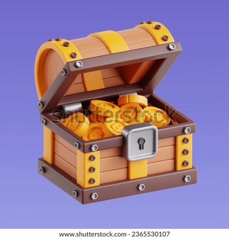 3D Opened Treasure Chest Game Asset Illustration