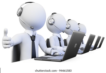 3D Operators working in a call center. Rendered at high resolution on a white background with diffuse shadows. - Powered by Shutterstock