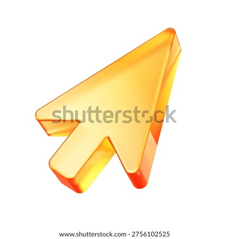 3d Orange glass Click pointer cursor arrow icon on white background - 3d illustration