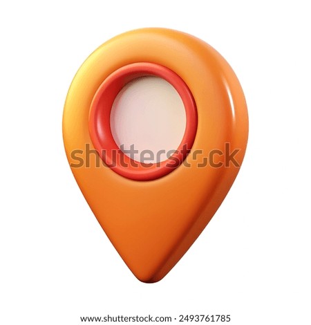 3d orange map pin with a red circle in the center