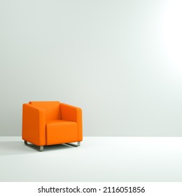 3D Orange Office Sofa Isolated On White Background