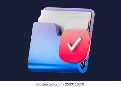 3d organize folder and paper data for management file, document efficient work on project plan 3d concept. Document data folder with files icon. 3D Rendering