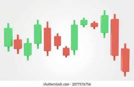 3D Panic Selling Down Trend Candlestick Chart, Financial And Stock Markets, Concept Trading Cryptocurrency, Investment Trading, Exchange, 3d Rendering, Isometric, Financial, Index, Bearish, Forex.