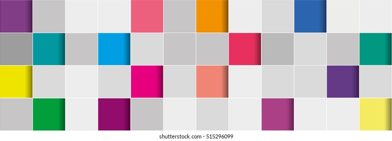 3D panorama abstract background with pixels in different colors