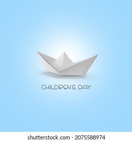 El barco de papel 3D representa el día UNIVERSAL de los niños.