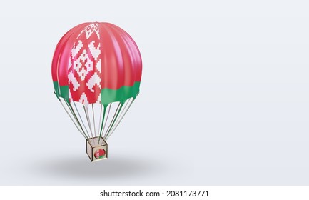 3d parachute Belarus flag rendering left view