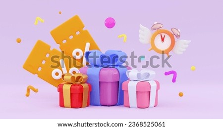 3D Party confetti with stack Christmas gifts boxs Cute cartoon celebratory confetti Winner concept and exclusive benefits Modern template Minimal three-dimensional 3D illustration