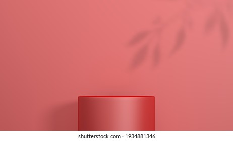 3d Pastel Red Cylinder Renderings Presentation