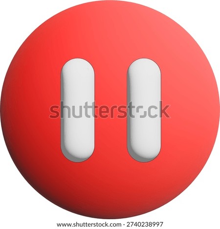 3D Pause Button Icon for Media Control