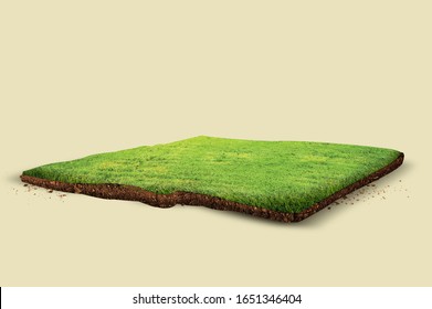 3D Peace of green land with shadow
