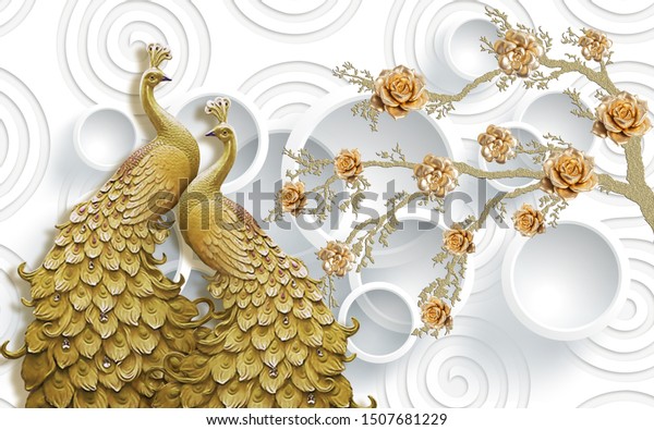 3d peacock wallpaper- 3D ILLUSTRATION