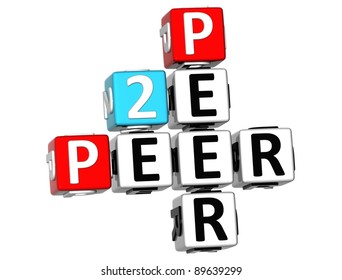 3D Peer To Peer Crossword On White Background