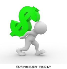 3d People Character Person Carrying Dollar Stock Illustration 93620479 ...