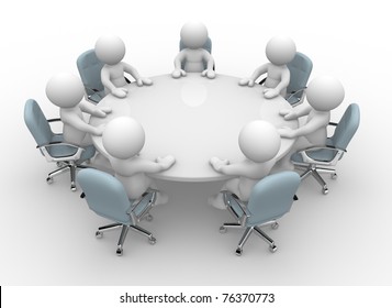 3d People Conference Table Seating Business Stock Illustration 76370773