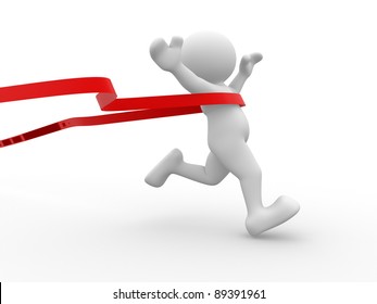 3d people - human character crossing the finishing line. 3d render illustration - Powered by Shutterstock