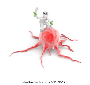 3d people - human character fighting with cancer. 3d illustration