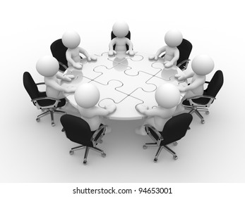 3d People Men Person Conference Table Stock Illustration 103332908