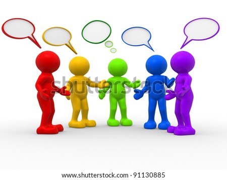  3d people - human character , person and speech bubbles . 3d render illustration