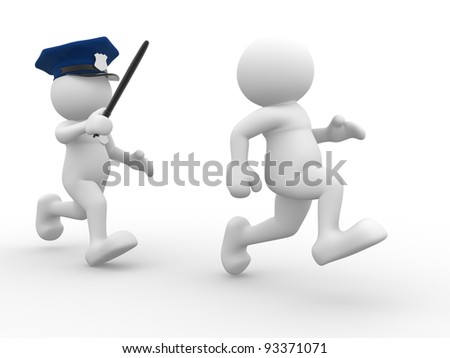 3d people - human character , person -  policeman and malefactor.   3d render