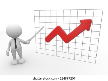 3d People Man People Growth Graph Stock Illustration 124997198