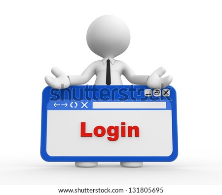 3d people - man, people with a browser window. Login